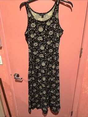 Sleeveless Black Floral Midi Dress - Unknown Brand